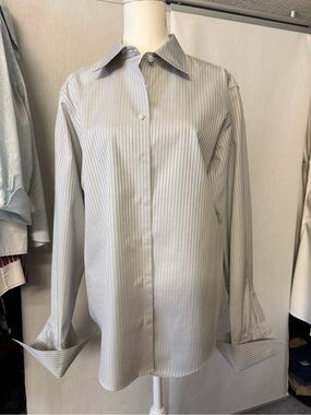 Brooks Brothers Size 14 French Cuff Light Gray Womens non-iron blouse